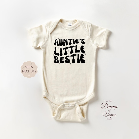 Auntie's Little Bestie Outfit, Cute Gift From Aunt, Family Baby Bodysuit, I Love My Aunt Outfit, Retro Baby Outfit, Baby Shower Gift