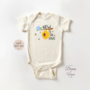 New To The Hive Onesie®, Funny Baby Bodysuit, Cute Bumble Bee Onesie®, Natural Baby Onesie®, Baby Shower Gift, Cute Baby Clothes