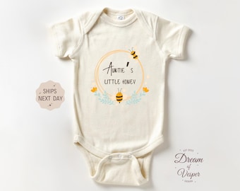 Auntie's Little Honey Baby Outfit, Cute Bee Baby Bodysuit, Auntie Gift Baby Outfit, Natural Boho Baby Clothes, Sweet Baby Shower Gift