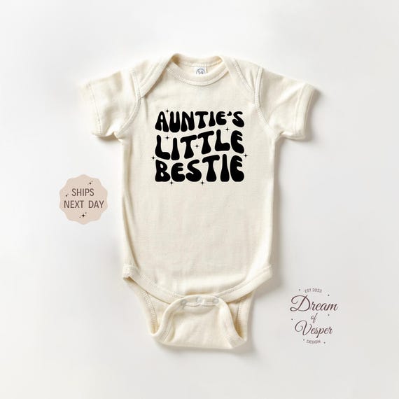Auntie's Little Bestie Onesie®, Cute Gift From Aunt, Family Baby Bodysuit, I Love My Aunt Onesie®, Retro Baby Onesie®, Baby Shower Gift