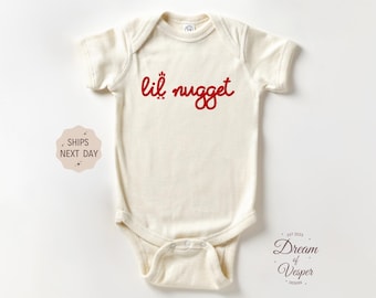 Chick fil a Lil Nugget Baby Outfit, Cute Natural Baby Bodysuit, Pregnancy Announcement Baby Outfit, Baby Shower Gift, Funny Baby Outfit