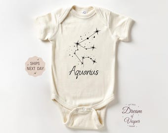 Aquarius Baby Outfit - Cute Constellation Bodysuit - Zodiac Baby Outfit - Aquarius Baby bodysuit - Aquarius Horoscope Baby Gift