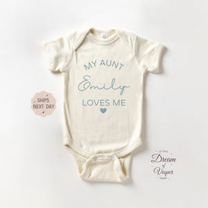 Personalized My Aunt Loves Me Onesie®, Pregnancy Announcement Bodysuit, Custom Family Baby Onesie®, Cute Aunt Baby Onesie®, Baby Shower Gift