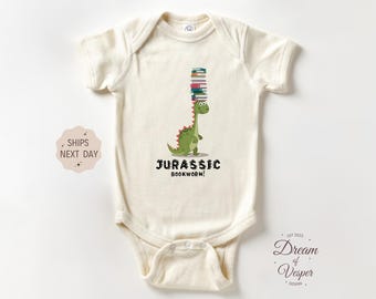 Jurassic Bookworm Outfit, Cute Dinosaur Baby Bodysuit, Dinosaur Baby Bodysuit for Book Lover Outfit, Funny Baby Outfit, Newborn Baby Gift