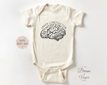 Under Construction Baby Outfit, Science Baby Bodysuit, Funny Baby Outfit, Cute Brain Diagram Baby Outfit, Baby Shower Gift
