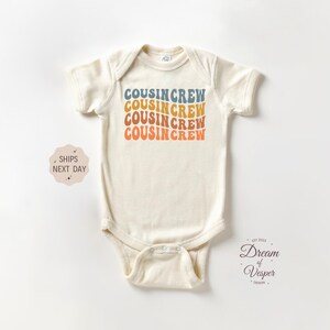 Cousin Crew Baby Onesie®, Retro Cousin Baby Bodysuit, Baby Shower Gift, Matching Cousin Natural Bodysuit,  New Cousin, Pregnancy reveal
