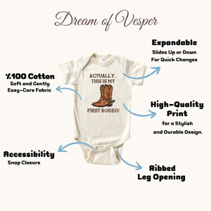C'est ma première tenue de rodéo pour bébé, body cowboy, tenue western drôle de bébé, cadeau de baby shower, jolie tenue naturelle pour bébé image 3