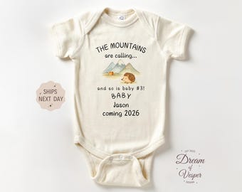 Personalized The Mountains Are Calling Baby Outfit, Adventure Quote Bodysuit, Cute Baby Outfit, Adorable Baby Shower Gift For Boys Girls