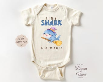 Tiny Shark Big Magic Baby Outfit, Funny Baby Bodysuit, Halloween Baby Outfit, Shark Baby Outfit, Newborn Baby Gift, Spooky Baby Bodysuit