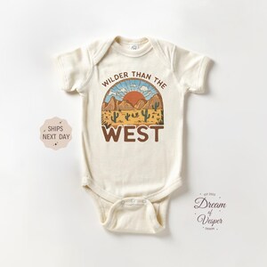 Wilder Than The West Baby Onesie®, Western Natural Baby Bodysuit, Vintage Desert Baby Onesie®, Funny Cowboy Baby Announcement Onesie®