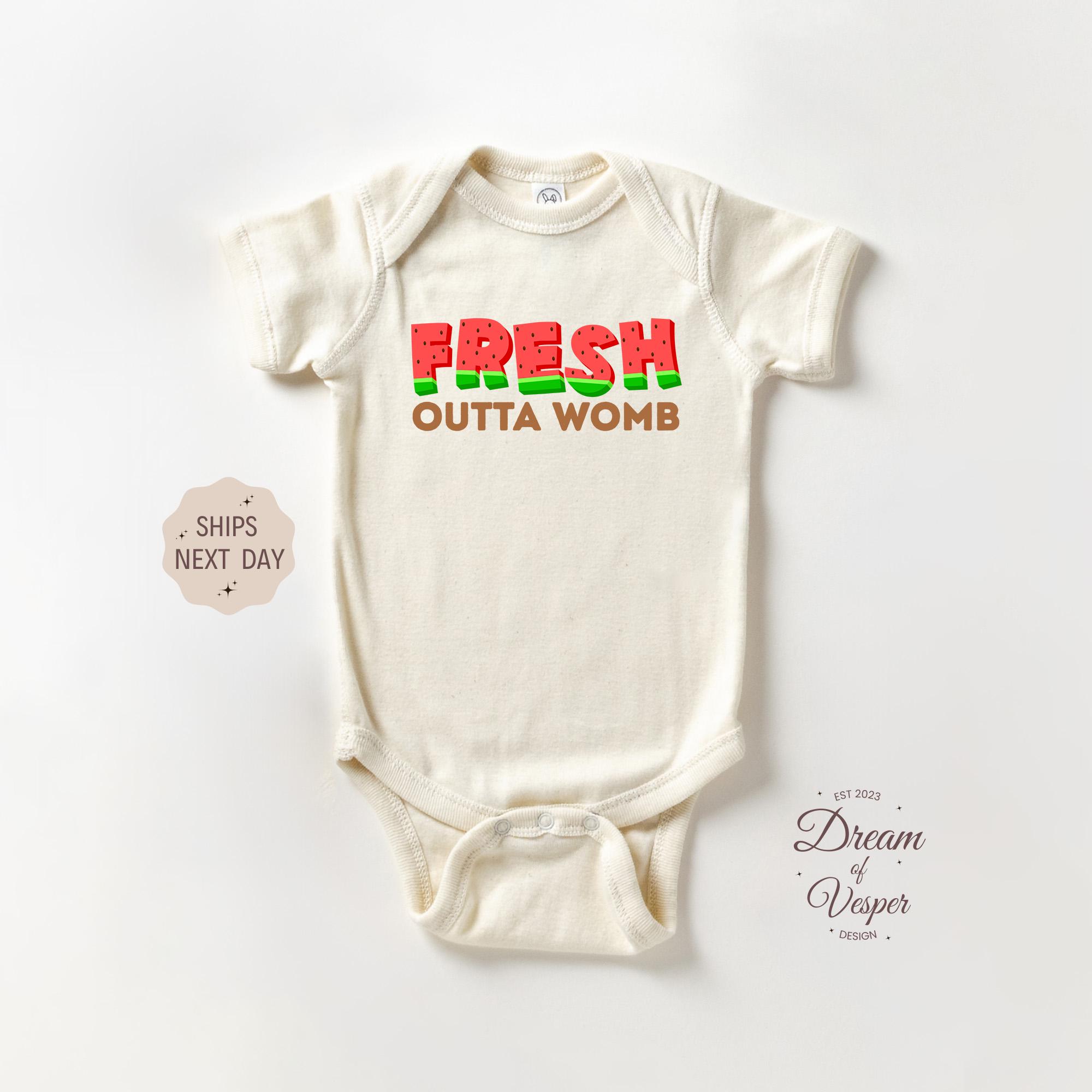Fresh Outta Womb Baby Onesie®, Funny Watermelon Newborn Bodysuit