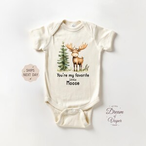 You Are My Favorite Little Moose Baby Onesie®, Woodland Moose Baby Bodysuit, Baby Shower Gift, Pregnancy Reveal, Nature Lover Baby Clothes