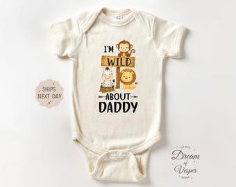 Conjunto para bebé "Me encanta papá", body de bebé con estampado de animales de la selva, lindo regalo para el Día del Padre, ropa de bebé estilo safari, divertido conjunto para bebé para papá