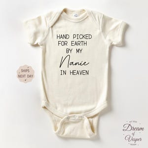 Handpicked For Earth Custom Onesie® - In Heaven Bodysuit - Personalized Announcement Baby Onesie® - Best Gift