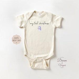 My First Christmas Baby Long Sleeve Onesie® - Cute Modern Christmas Baby Onesie® - Natural Christmas Bodysuit - Newborn Baby Gift