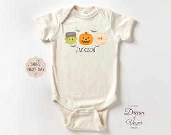 Custom Halloween Baby Outfit, Personalized Pumpkin Baby Bodysuit, Cute Spooky Outfit, Fall Baby Clothes, Baby Shower Gift
