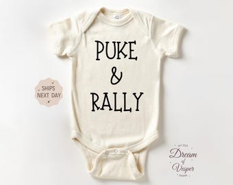 Puke & Rally Baby Outfit, Funny Baby Bodysuit, Hilarious Baby Shower Outfit, Cute Unisex Baby Clothes, Adorable Gift