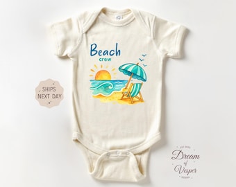 Beach Crew Baby Outfit, Cute Summer Beach Baby Bodysuit, Coastal Vacation Outfit, Gender Neutral Natural Baby Gift, Ocean Vibes Look
