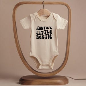 Auntie's Little Bestie Outfit, Cute Gift From Aunt, Family Baby Bodysuit, I Love My Aunt Outfit, Retro Baby Outfit, Baby Shower Gift Natural