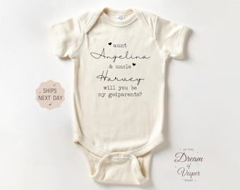 Personalized Godparents Baby Onesie®, Godparents Proposal Baby Bodysuit, Will You Be My Godparents Baby Onesie®, Funny Announcement Onesie®