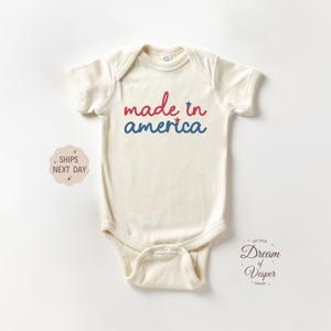 Made In America Baby Onesie®, Patriotic Baby Bodysuit, 4th of July Baby Outfit, Cute Summer Baby Shower Gift, Natural Baby Clothes