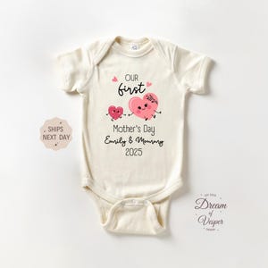First Mother&#39;s Day Personalized Onesie®, Custom First Mother&#39;s Day Baby Bodysuit, Cute Funny Mothers Day Onesie®, Baby Shower Gift
