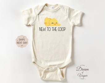 New To The Coop Baby Outfit, Farm Animal Baby Bodysuit, Funny Baby Outfit, Little Farmer Outfit, Cute Chick Baby Outfit,Baby Shower Gift