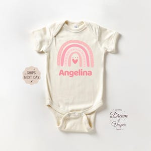 Personalized Name Rainbow Onesie®, Natural Baby Onesie®, Custom Girl Bodysuit, Modern Rainbow Onesie®, Baby Name Onesie®, Unique Girl Outfit