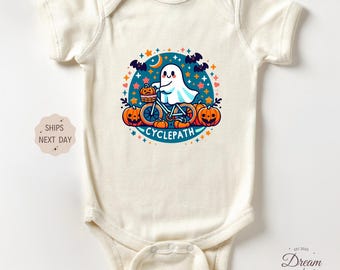 Cute Baby Halloween Outfit, Halloween Baby Gift, Boo Ghost Riding Bike, Baby First Halloween, Halloween Baby Costume, Spooky Baby Clothes