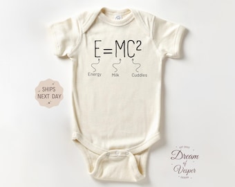E=MC2 Outfit, Science Bodysuit, Funny Baby Outfit, Natural Baby Clothes, Geek Bodysuit, E=MC2 Newborn Baby Gift, Cute Baby Outfit