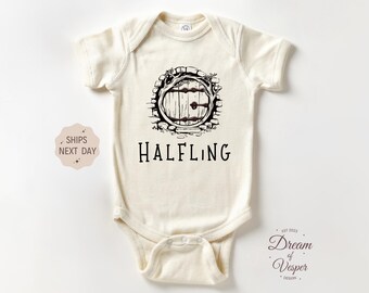 Halfling Baby Outfit, Funny Baby Bodysuit, Cute Natural Newborn Baby Outfit, Baby Shower Gift, Retro Boho Outfit, Announcement Outfit
