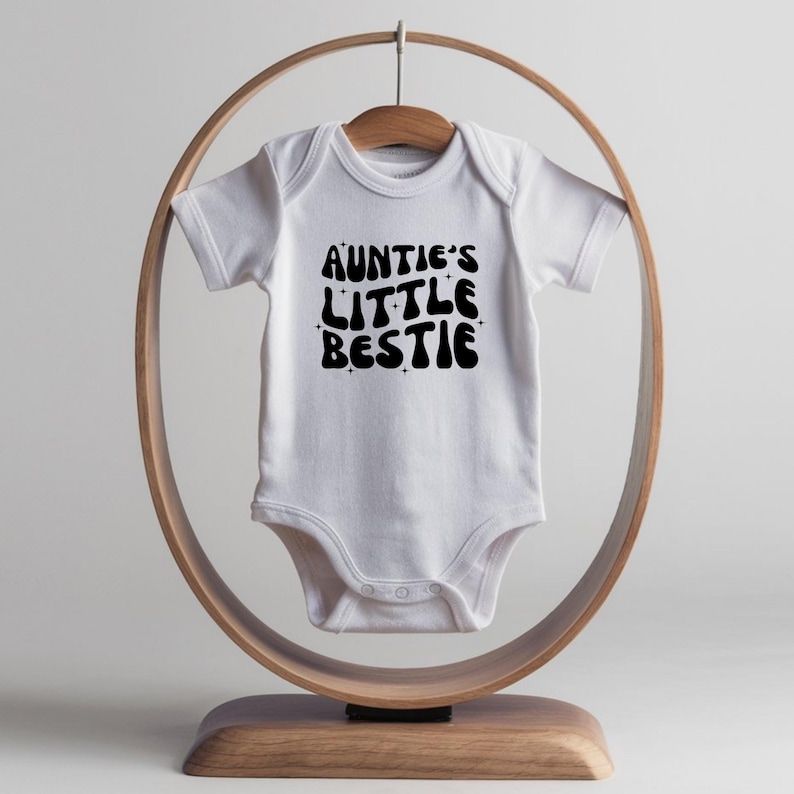 Auntie's Little Bestie Outfit, Cute Gift From Aunt, Family Baby Bodysuit, I Love My Aunt Outfit, Retro Baby Outfit, Baby Shower Gift White