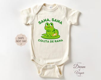 Sana Sana Colita De Rana Baby Outfit, Spanish Baby Bodysuit, Funny Baby Outfit, Baby Shower Gift, Frog Baby Outfit, Natural Baby Outfit