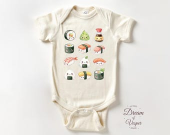 Cute Sushi Baby Bodysuit, Kawaii Food Bodysuit, Japanese Inspired Newborn Outfit, Fun Foodie Baby Gift, Natural Baby Clothes