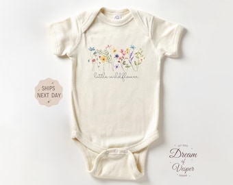 Little Wildflower Baby Onesie®, Flower Baby Bodysuit, Retro Boho Onesie®, Baby Shower Gift, Natural Baby Onesie®, Cute Newborn Baby Clothes