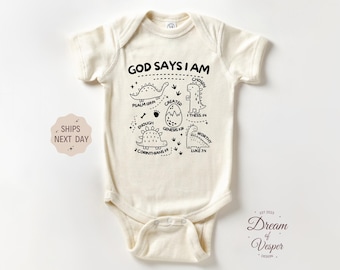 God Says I Am Baby Outfit, Christian Baby Bodysuit, Faith Quote Outfit, Inspirational Bible Verse Clothes, Baby Shower Gift