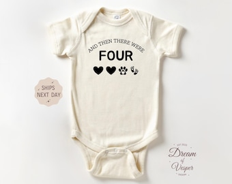 And then there Were Four Outfit, Baby Coming Soon Bodysuit, Baby Announcement Outfit, Pregnancy Announcement Bodysuit, Baby Shower Gift