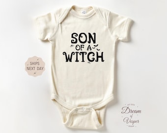 Son Of A Witch Baby Outfit, Funny Halloween Bodysuit, Spooky Baby Outfit, Cute Witchy Clothes, Baby Shower Gift, Halloween Baby Outfit