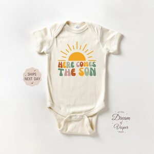 Conjunto para bebé "Aquí viene el hijo", body retro para anunciar el nacimiento, conjunto divertido para regalo de bebé, body para recién nacido, conjunto para bebé "Son"