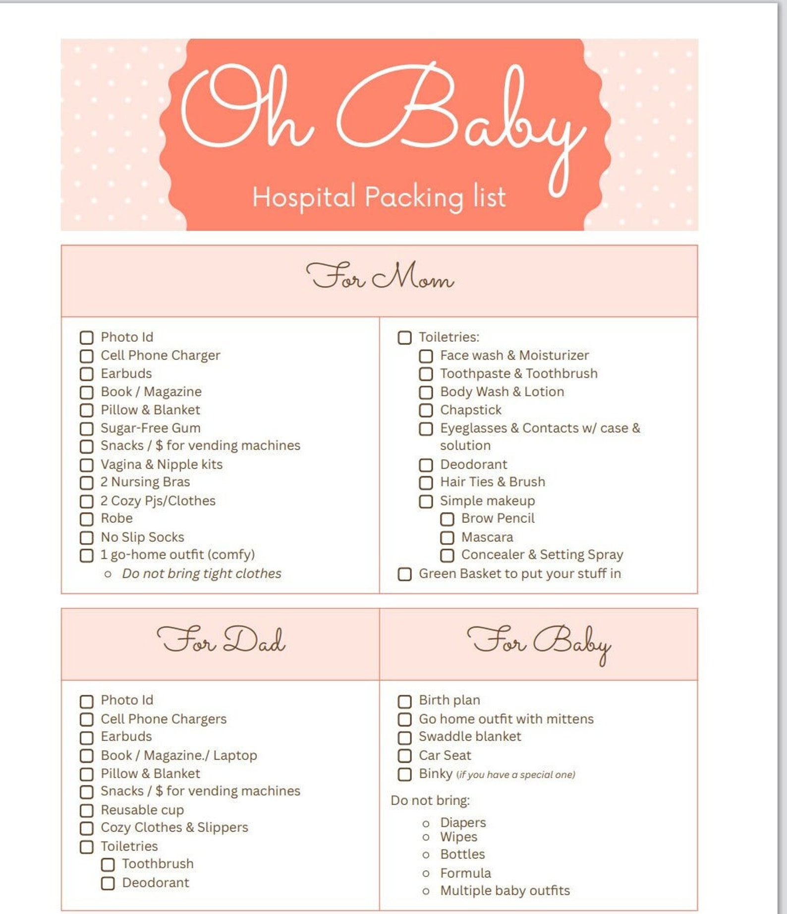 Ultimate Hospital Packing List for a Joyful Delivery Digital Download
