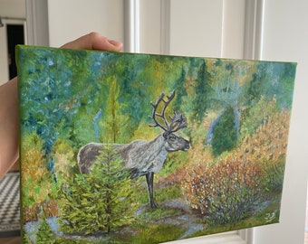 Cerf dans le champ Huile Peinture originale