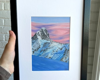 Peinture à l'huile originale : Belles montagnes