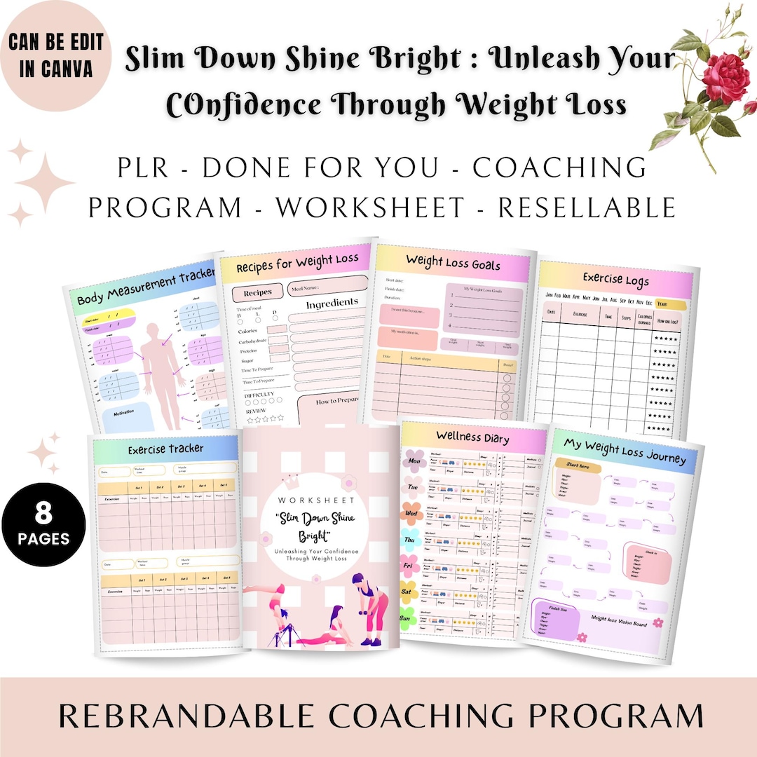 Weight Loss Worksheet, Coaching Tools, PLR Workbook, PLR Life Coaching ...
