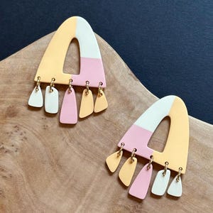 Handmade Colorblock Polymer Clay Dangle Earrings: Funky Statement Jewelry