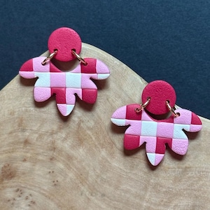 Gingham Polymer Clay Earrings: Fun Checkered Picnic Jewelry