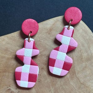 Gingham Polymer Clay Earrings: Fun Checkered Picnic Jewelry
