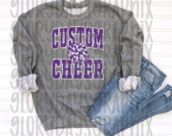 CUSTOM Cheer design, team digital download, vintage spirit wear, custom sublimation, sport, DTF