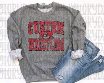CUSTOM Wrestling design, team digital download, vintage spirit wear, custom sublimation, sport, DTF