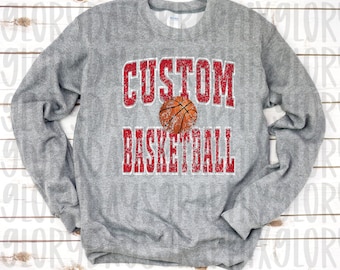 CUSTOM Basketball design, team digital download, vintage spirit wear, custom sublimation, sport, DTF
