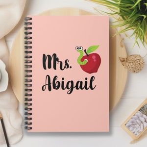 Personalized Teacher Notebook, Trendy Teacher Gift Personized Journal, Custom Name Teachers Aid, Customizable Teacher Grad Apple Gift Idea